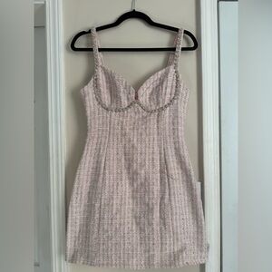 Elegant Pink Tweed Dress